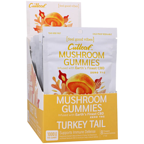 Cutleaf Mushroom Gummies Turkey Tail Zero THC Pineapple 10 Pack