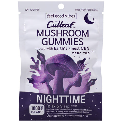 Cutleaf Mushroom Gummies Nighttime Reishi Zero THC Lavender Honey 10 Pack