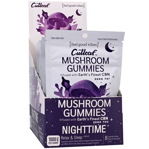Cutleaf Mushroom Gummies Nighttime Reishi Zero THC Lavender Honey 10 Pack
