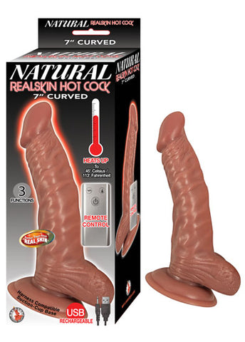 Natural Realskin Hot Cock Curved 7 Inch - Brown