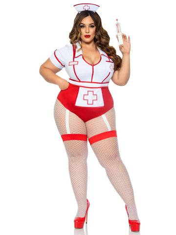 Plus Nurse Feelgood Sexy Costume - 3x/4x - White / Red