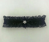 Satin Leg Garter - One Size - Black With Black  Lace