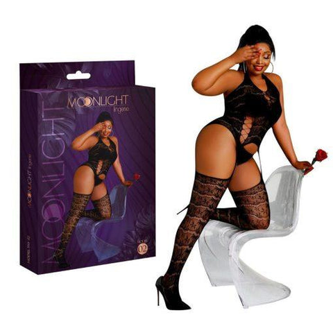 Moonlight Plus Model 02 Black Bodystocking