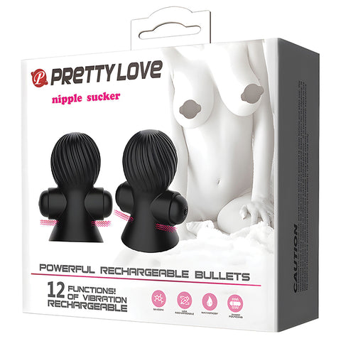 Pretty Love Rechargeable Nipple Suckers-Black