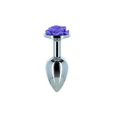 Lux Active Purple Rose 3.5in Metal Butt Plug Small