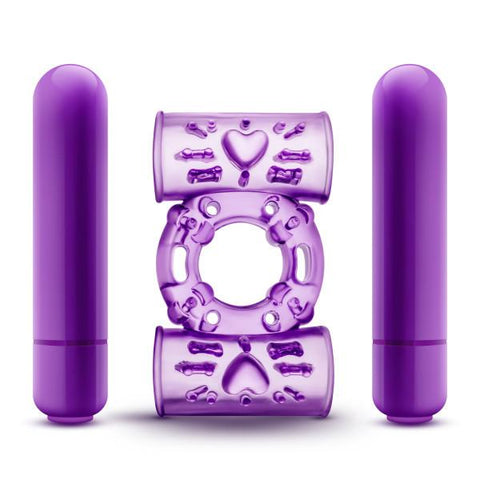 Double Play Dual Vibrating Cock Ring Purple