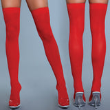 BeWicked Opaque Nylon Thigh Highs-Red O/S-Boxed