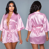 BeWicked Satin Robe-Pink X-Large-Hanging