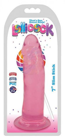 Lollicock 7 inches Slim Stick Dildo Cherry Ice Pink