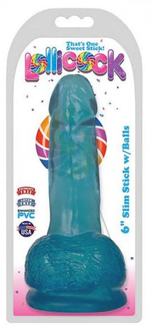 Lollicock 6 inches Slim Stick Dildo Balls Blue Berry Ice