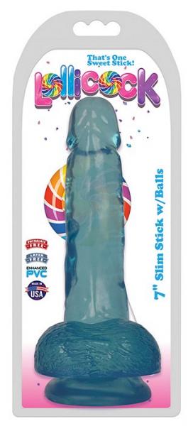 Lollicock 7 inches Slim Stick with Balls Berry Ice Blue