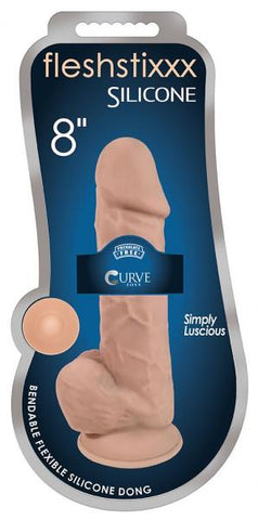 Fleshstixxx Silicone 8 inches Dildo with Balls Beige