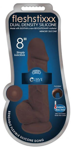 Fleshstixxx 8 inches Silicone Dildo with Balls Brown