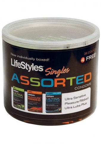 Lifestyles Singles Assorted Latex Condoms 40 Count Display