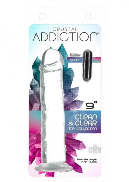Addiction Crystal 9 Vertical Dong Clear Tpe W/ Bullet "