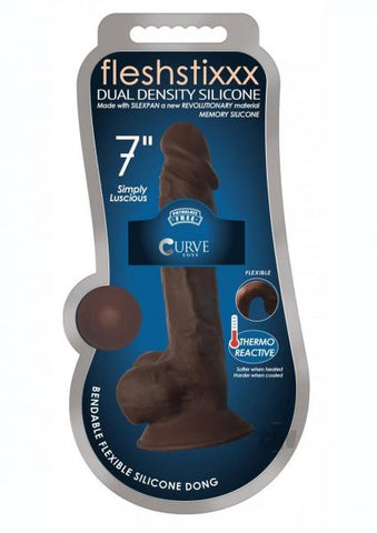 Fleshstixxx 7 inches Silicone Dildo with Balls Brown