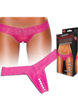 Crotchless Panties Pearl Beads Hot Pink M/L