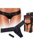 Vibrating Lace Thong Black S/M