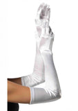 Extra Long Satin Gloves Os White