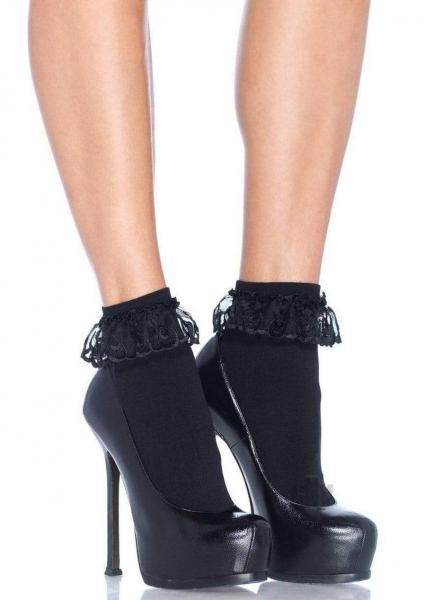 Anklet W/lace Ruffle Os Black