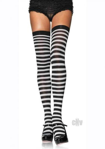 Nylon Stocking W/stripe 1x-2x Blk/wht