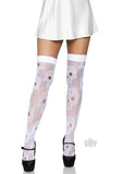 Sugar Skull Net Thigh Highs Os White