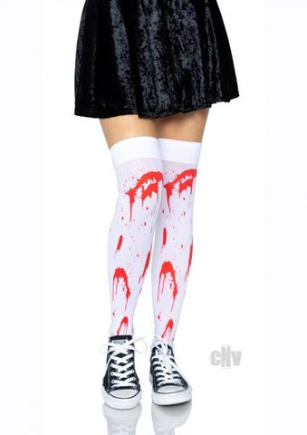 Bloody Zombie Thigh Highs O/s White/red