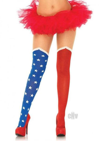 Hero Tights Sheer Thigh Os Blu/red