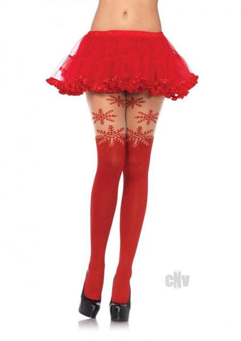 Spandex Snowflake Hose Accent Os Red