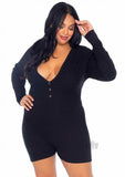 Brushed Romper Long John/flap 1x/2x Blk