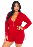 Brushed Romper Long John/flap 2x/4x Red