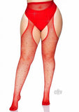 Crystalized Net Suspender Hose 1x/2x Red