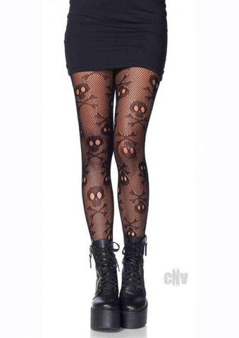 Pirate Booty Skull Net Hose Os Black