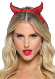 Latex Glitter Devil Headband Os Red