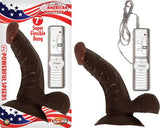 All American Whopper Vibrating Dong, Balls 7 Inches Brown