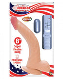 All American Whopper 8 inches Curved Vibrating Dong, Balls Beige