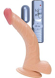 All American Whopper 8 inches Curved Vibrating Dong, Balls Beige