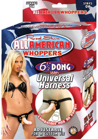 All American Whoppers 6.5in Dong With Universal Harness