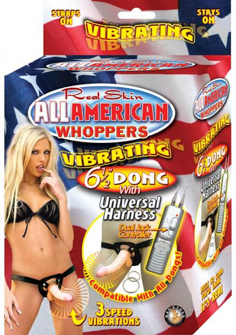 All American Whoppers 6.5in Vibrating Dong Universal Harness