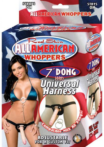 Real Skin All American Whoppers Dong With Universal Harness 7 Inch