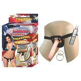 All American Whoppers 7 inches Vibrating Dong Universal Harness Beige
