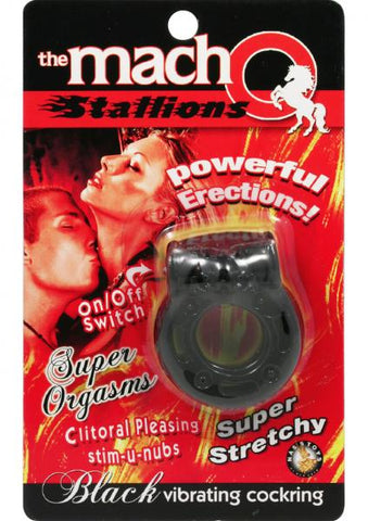 Macho Stallions Cockring Black Vib.