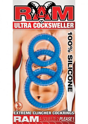 Ram Ultra Cocksweller Silicone C Rings Blue