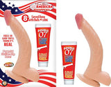 All American Whoppers 8 inches Curved Dong, Balls Beige