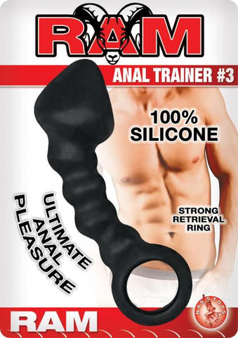 Ram Anal Trainer #3 Silicone Anal Beads 5.5 Inch - Black