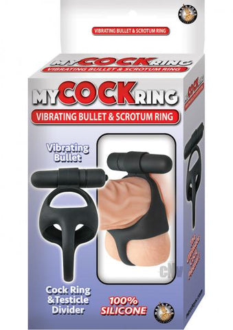 My Cock Ring Vibe Bullet Scrotum Ring Black