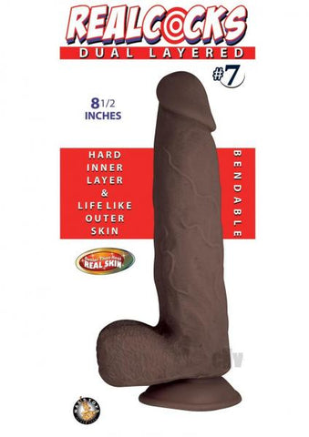 Realcocks Dual Layered -7 Dark Brown Dildo