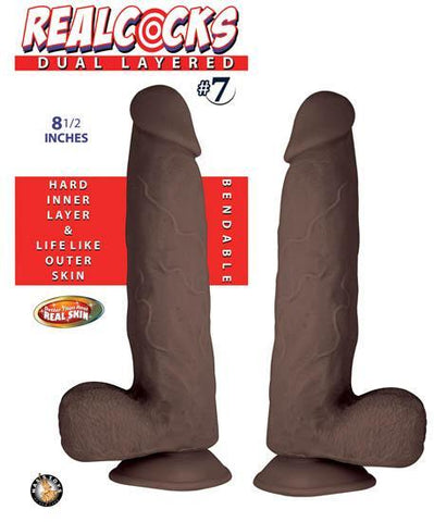 Realcocks Dual Layered -7 Dark Brown Dildo