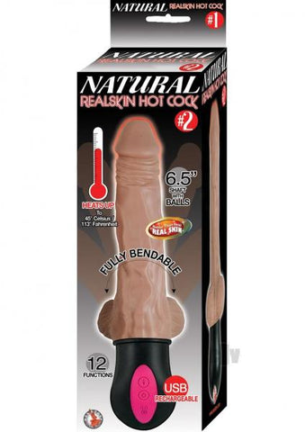 Natural Realskin Hot Cock 2 Brown Vibrating Dildo