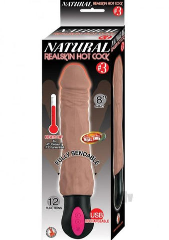 Natural Realskin Hot Cock -3 Brown Vibrating Dildo